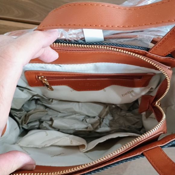 bebe Dark Denim and Tan Mini Bag - Picture 6 of 7